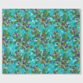 Schattigee retro  groene bladeren feestdagen aqua cadeaupapier (Vlak)