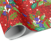 Schattigee retro groene bladeren feestdagen cadeaupapier (Rol Hoek)