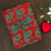 Schattigee retro groene bladeren feestdagen cadeaupapier