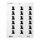 Schattigee Retro Groene Eyed Zwarte Kat Cartoon Etiket (Full Sheet)