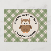 Schattigee Retro Groene Plaid Uil Verjaardag