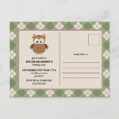 Schattigee Retro Groene Plaid Uil Verjaardag Uitnodiging Briefkaart (Achterkant)