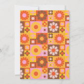 Schattigee Retro Groovy Bloemenroze Oranje vleermu Kaart (Achterkant)