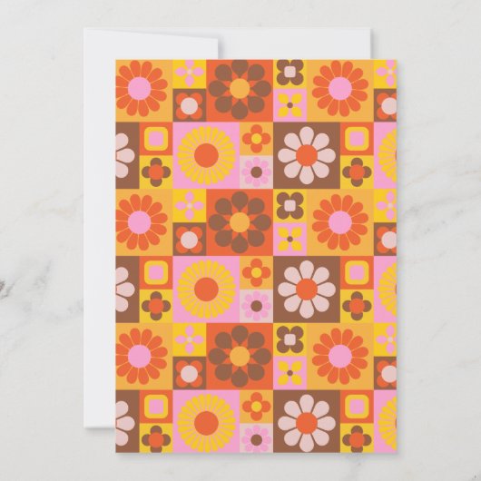 Schattigee Retro Groovy Bloemenroze Oranje vleermu Kaart (Achterkant)