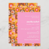 Schattigee Retro Groovy Bloemenroze Oranje vleermu Kaart (Voorkant / Achterkant)