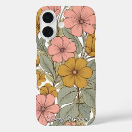  Schattigee Retro Groovy Hippie Bloemen iPhone 16 Hoesje