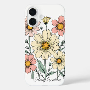 Schattigee Retro Groovy Hippie Bloemen iPhone 16 Hoesje