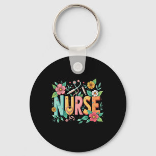 Schattigee Retro Groovy Nurse Flower Nursing 0ct9j Sleutelhanger