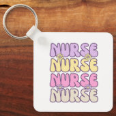 Schattigee Retro Groovy Nurse Sleutelhanger (Voorkant)