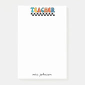 Schattigee Retro Groovy Script Naam Teacher Post-it® Notes (Voorkant)