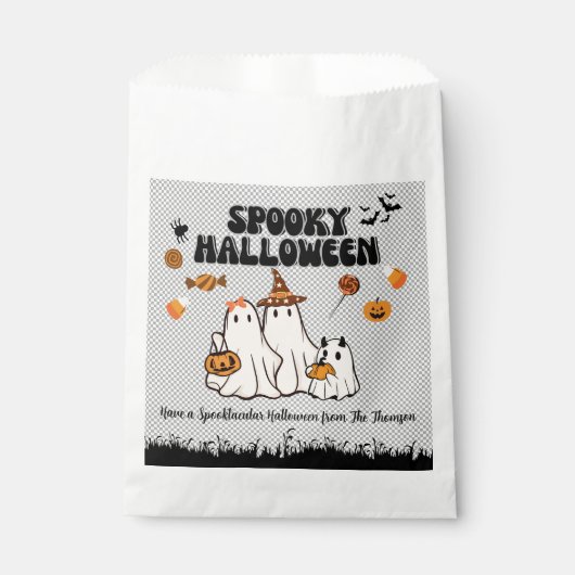 Schattigee Retro Groovy Spooky Ghost Bedankzakje (Voorkant)