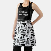 Schattigee Retro Hair Stylist Patroon Bedrijfsnaam Schort (Insitu)
