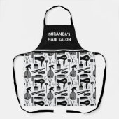 Schattigee Retro Hair Stylist Patroon Bedrijfsnaam Schort (Voorkant)