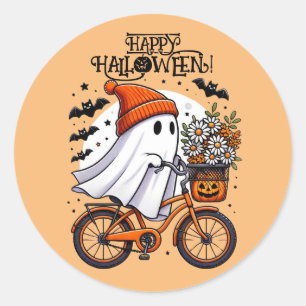Schattigee Retro Halloween Ghost Herfst Ronde Sticker