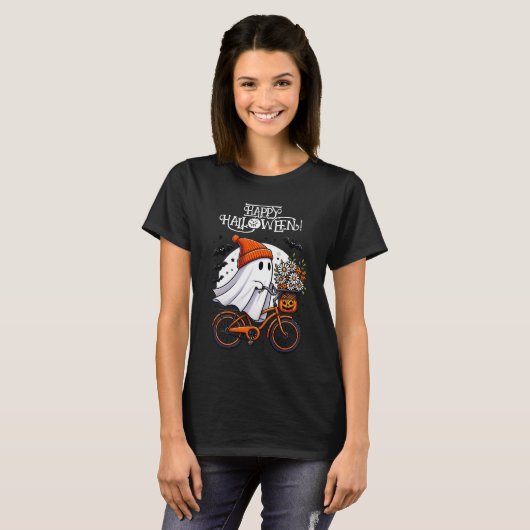 Schattigee Retro Halloween Ghost Herfst T-shirt (Voorkant volledig)