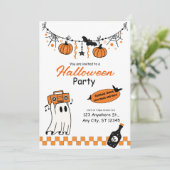 Schattigee Retro Halloween Kaart (Staand voorkant)