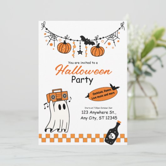 Schattigee Retro Halloween Kaart (Staand voorkant)