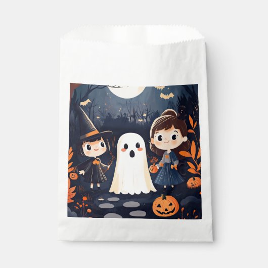 Schattigee Retro Halloween Kinder Ghost Pumpkin Bedankzakje (Voorkant)