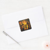 Schattigee Retro Halloween Kinder Ghost Pumpkin Vierkante Sticker (Envelop)