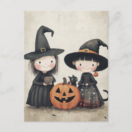 Schattigee Retro  Halloween Kinder Trick or treat Briefkaart