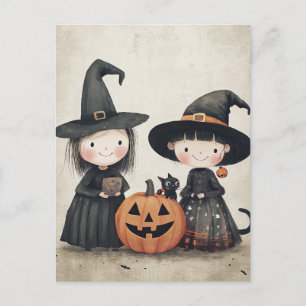 Schattigee Retro  Halloween Kinder Trick or treat Briefkaart