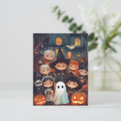Schattigee Retro  Halloween Kinder Trick or treat Briefkaart (Staand voorkant)