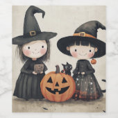 Schattigee Retro Halloween Kinder Trick or treat Wijn Etiket (Enkel label)