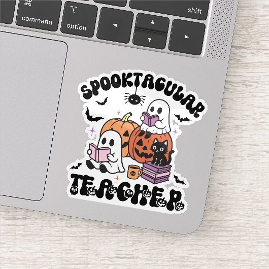 Schattigee Retro Halloween Spooktacular Teacher Sticker (Detail)