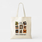 Schattigee Retro Halloween Stamp Gepersonaliseerd Tote Bag (Achterkant)