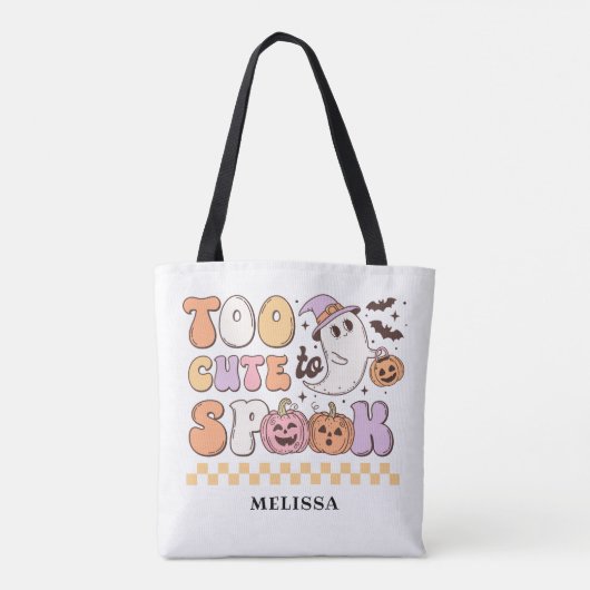 Schattigee retro halloween te Schattige om te spoo Tote Bag (Achterkant)