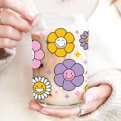 Schattigee Retro Happy Daisy Flowers Blikvorm Glas