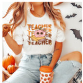 Schattigee Retro Herfst Docent Pompoen Halloween T-shirt