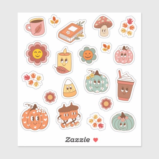 Schattigee Retro  Herfst Halloween Stickers Set (Vel)