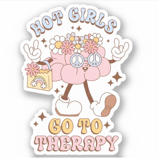 Schattigee retro hete meisjes gaan naar Therapy Vi Sticker (Voorkant)