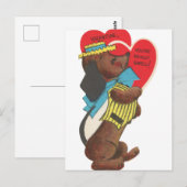 Schattigee retro  hond Valentijn Briefkaart (Voorkant / Achterkant)