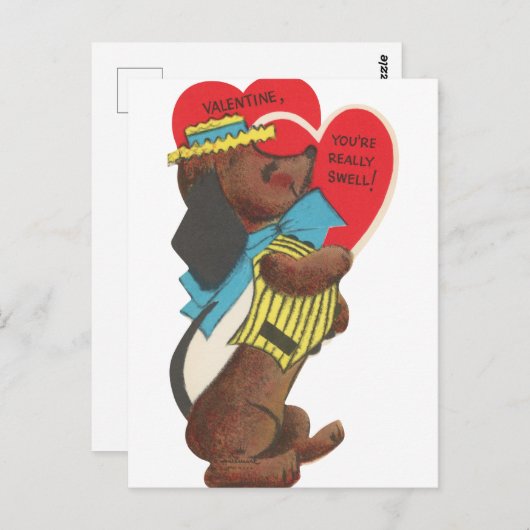 Schattigee retro  hond Valentijn Briefkaart (Voorkant / Achterkant)