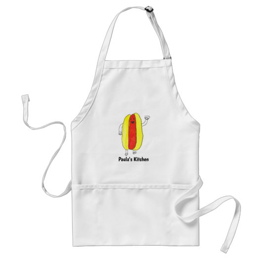 Schattigee Retro Hot Dog Illustratie Personalisere Standaard Schort (Voorkant)