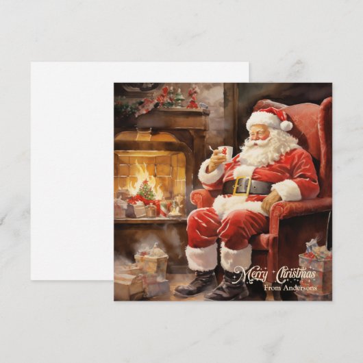 Schattigee Retro illustratie Sinterklaas lezen let Feestdagenkaart (Voorkant / Achterkant)