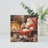 Schattigee Retro illustratie Sinterklaas lezen let Feestdagenkaart (Staand voorkant)