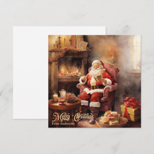 Schattigee Retro illustratie Sinterklaas lezen let Feestdagenkaart (Voorkant / Achterkant)