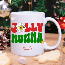 Schattigee Retro Jolly Mumma Kerst Aangepaste Naam Mok
