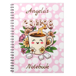 Schattigee Retro Kawaii Koffie en Bloemen Geperson Notitieboek