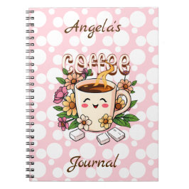 Schattigee Retro Kawaii Koffie en Bloemen Geperson Notitieboek