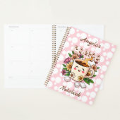 Schattigee Retro Kawaii Koffie en Bloemen Geperson Planner (Display)