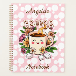 Schattigee Retro Kawaii Koffie en Bloemen Geperson Planner