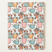 Schattigee Retro Kawaii Koffie en Bloemen Geperson Planner (Achterkant)