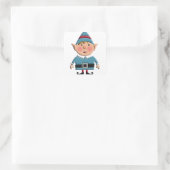 Schattigee Retro Kerst Elf Vierkante Sticker (Tas)