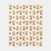 Schattigee Retro Kerst Rode Groene Elfen Fleece Deken (Voorkant)