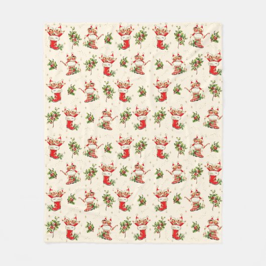Schattigee  Retro Kerst Rode Groene Elfen Fleece Deken (Voorkant)