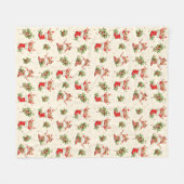 Schattigee Retro Kerst Rode Groene Elfen Fleece Deken (Voorkant (Horizontaal))